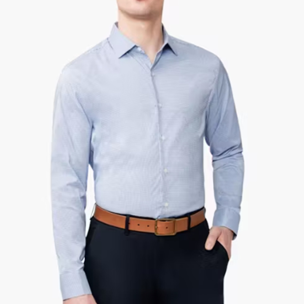 NWT Ministry Of Supply Men's Slim Fit Button Up Aero Dress Shirt Blue White XXL